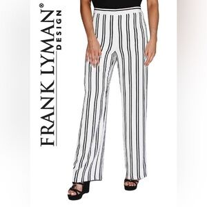 Frank Lyman trouser in off-white with black double stripes straight leg Size 10